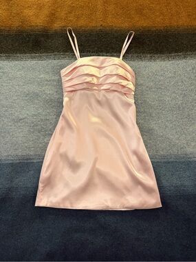 Satin Pink Spaghetti Strap Mini Dress